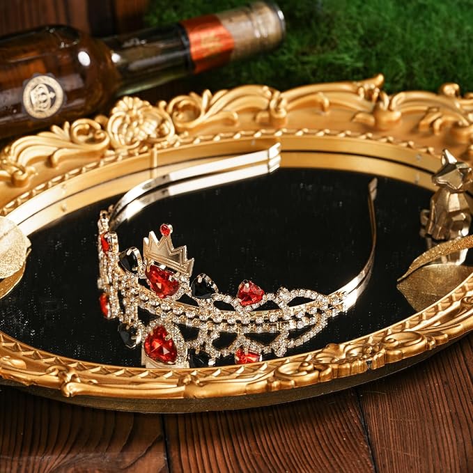 Descendant Red Crown with Black Hearts Jewelry Set Descendant 4 Rise of Red Cosplay Headband for Women Decoration