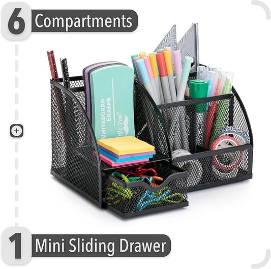 Mr. Pen- Mesh Desk Organizer, Black, Pen Holders Organizers, Desk Pencil Organizer, Pen Holder, Pencil Holder