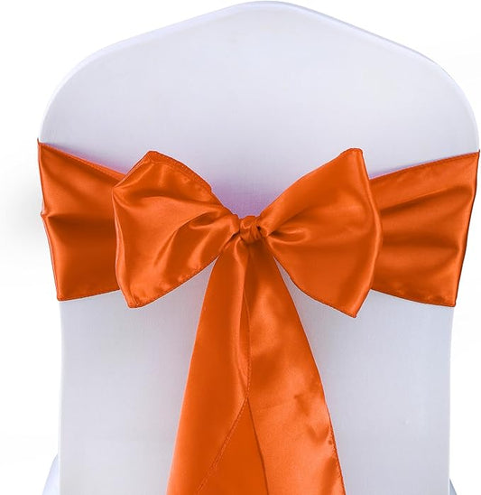 VDS Satin Chair Sashes Chair Cover Back Tie Sateen Bows Ribbon for Wedding Birthday Graduation Engagement Ceremony Event Party Banquet Venue Hotel All Dining Chair Decoration (250PC) (Brunt Orange)