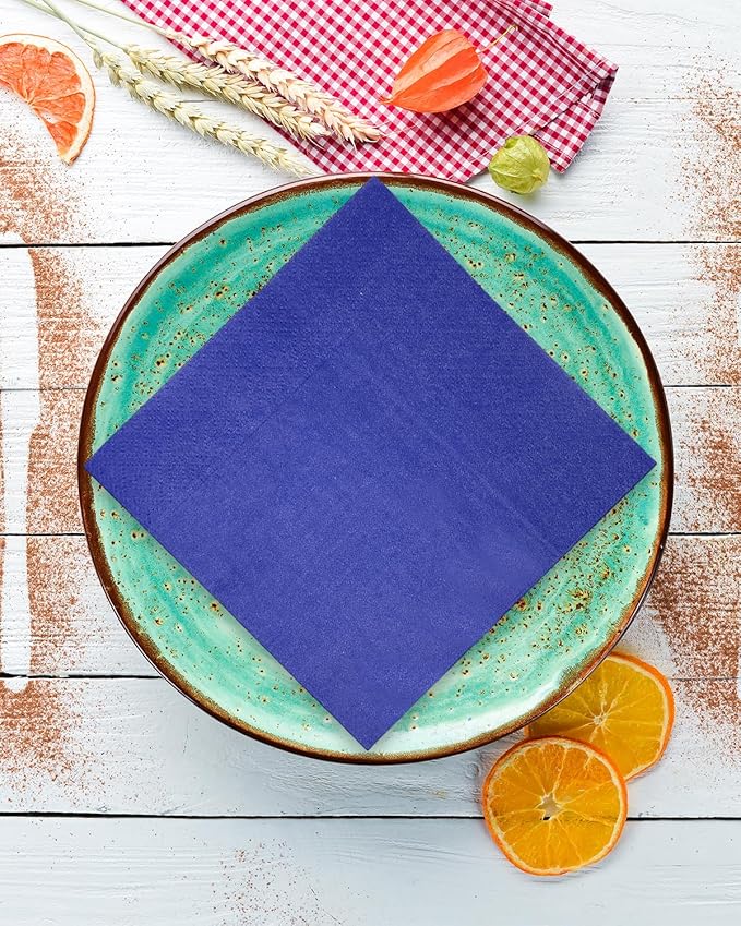 Bluish Blue Cocktail Napkins 5 * 5inch disposable Beverage Napkin paper for Cocktail, Wedding, Dinner,Birthday Party Dessert Wine Paper Napkins( 120 Count)