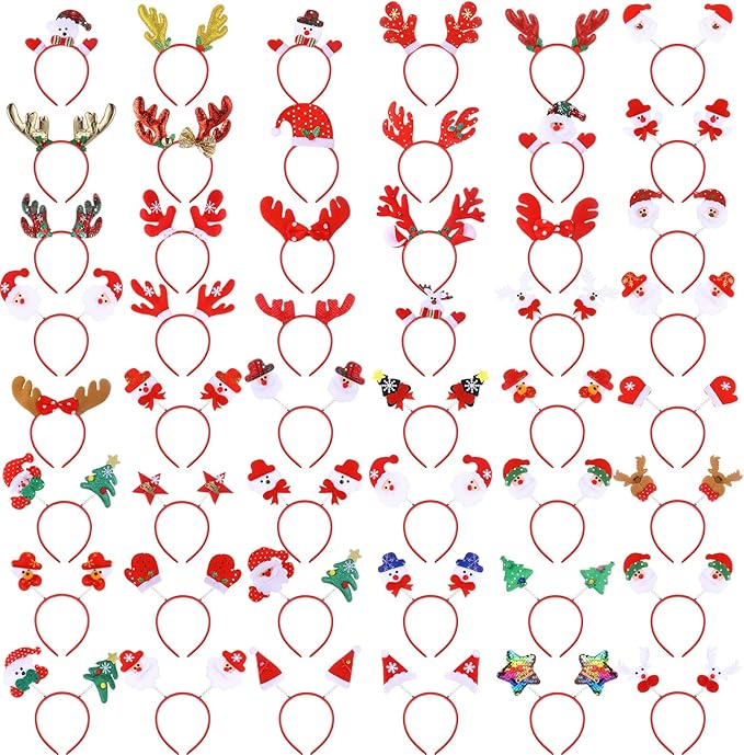 Christmas Headbands and Costume Headwear, Assorted Design Christmas Head Toppers Party Supplies