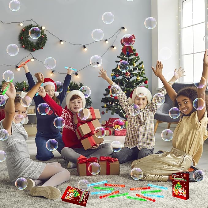 Christmas Mini Bubbles Wand Party Favors for Toddlers 20 Pack, Christmas Small Toys Gifts Goody Bag Stocking Stuffers Fillers for Kids, Xmas School Prizes Non Candy Treats Trinkets for Students