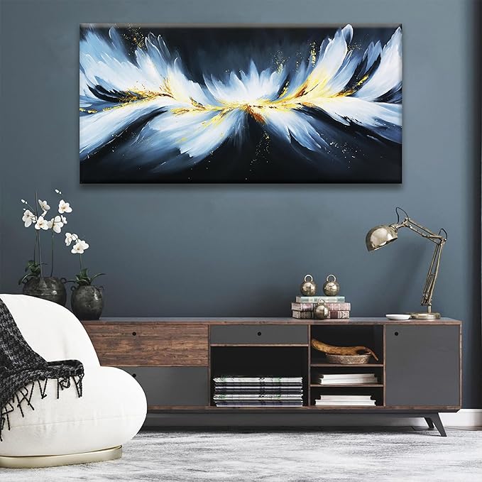 Large Abstract Black And Gold Wall Art For Living Room Modern Decorations Maximalist Canvas Wall Art Decor Prints Artwork Bedroom Kitchen Office Home Wall Decor 29" × 58"
