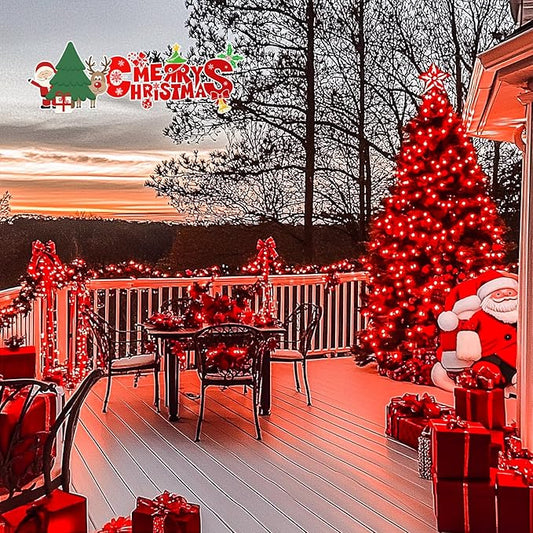JMEXSUSS 200 LED Christmas Lights Indoor Outdoor, 66ft Connectable LED Red Christmas Lights Plug in, 8 Modes Red String Light for Tree Indoor Bedroom Garden Yard Porch House Xmas Decorations
