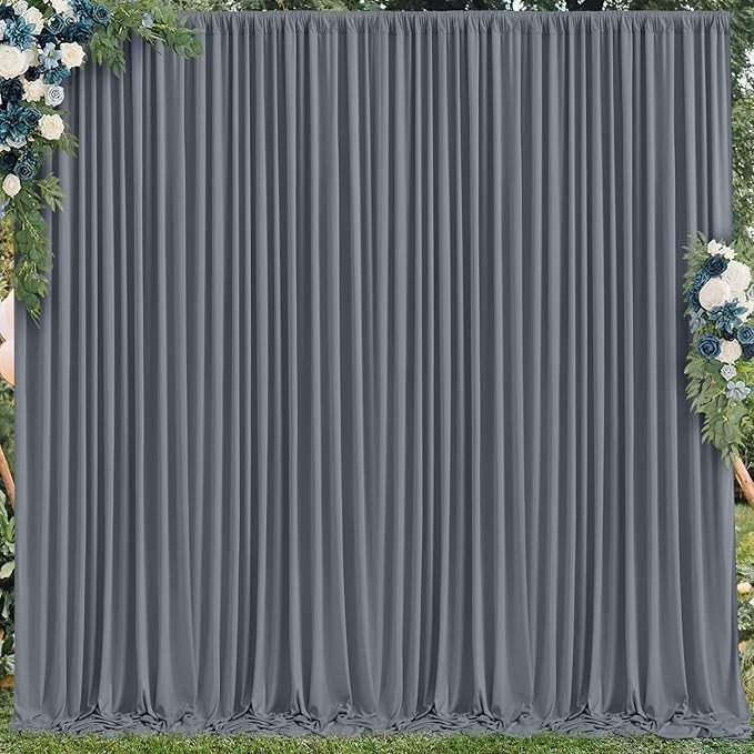 Charcoal Backdrop Curtain for Parties Wedding Wrinkle Free Silver Grey Photo Curtains Backdrop Drapes Fabric Decoration for Birthday Party Baby Shower 5ft x 8ft,2 Panels