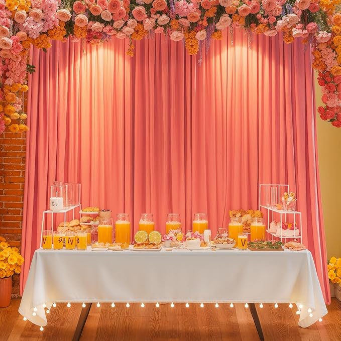 10x10 Orange Backdrop Curtain for Parties Wrinkle Free Orange Photo Curtains Backdrop Drapes Fabric Decoration for Wedding Birthday Party Baby Shower 5ft x 10ft,2 Panels
