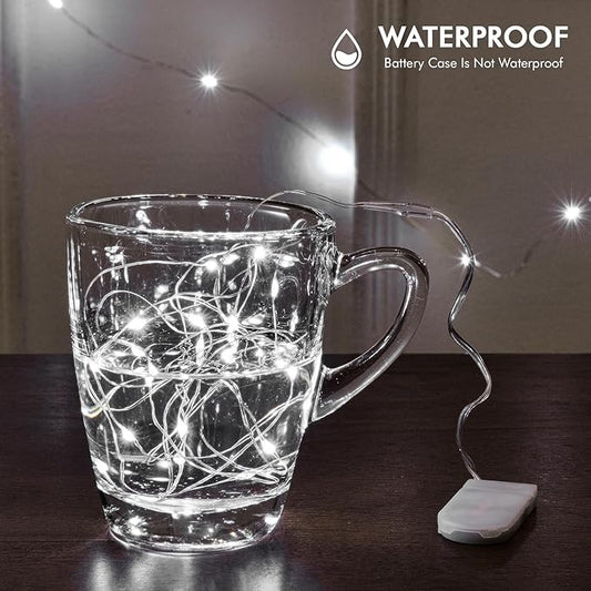 12 Pack Fairy Lights Battery Operated String Lights,7FT 20LED Waterproof Silver Wire Christmas Lights Outdoor,Firefly Mini Lights for Bedroom Party Birthday Wedding Indoor Decorations Home Decor