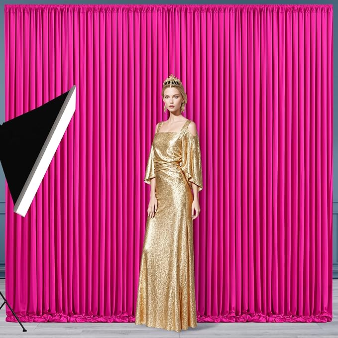 Fuchsia Backdrop Curtain for Parties Birthday Party Wrinkle Free Hot Pink Photo Curtains Backdrop Drapes Fabric Decoration for Wedding 5ft x 7ft,2 Panels