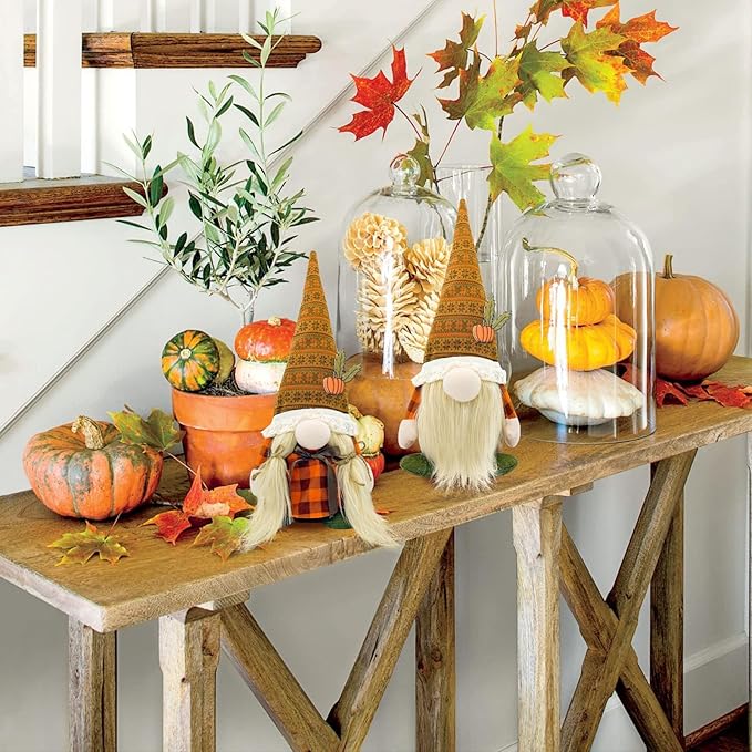 Thanksgiving Decorations for Home - Fall Decor - Cute Thanksgiving Gnomes Plush Doll for Office, Indoor, Living Room, Tiered Tray, Harvest Table Supplies - Autumn Birthday Gifts Basket Ideas for Women
