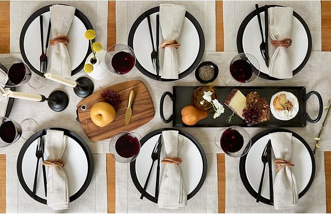 Solino Home Linen Table Runner 108 Inches Long - Classic Hemstitch 100% Pure Linen Light Natural Dining Table Runner 14 x 108 Inch for Fall, Autumn