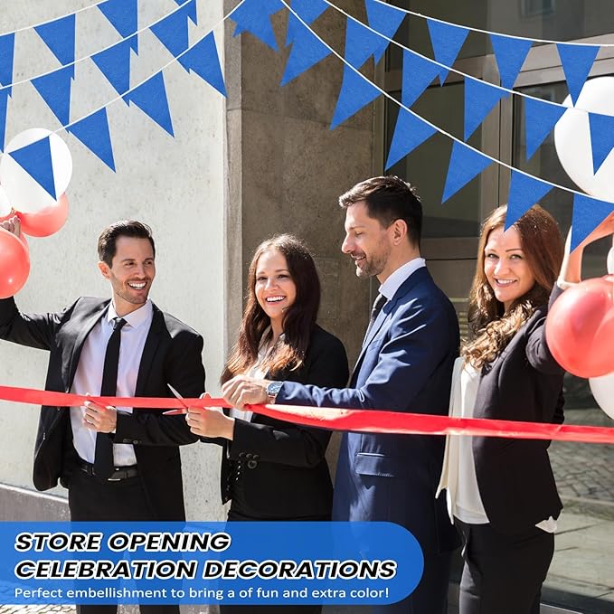 100 Feet Pennant Banners Flags 75 Solid String Triangle Flags for Grand Opening, Carnival Theme Birthday Party Decoration Outdoor Events Classroom Decoration(Blue)
