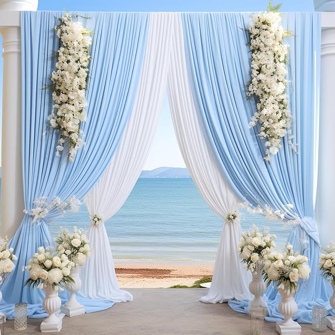10x10 Baby Blue Backdrop Curtain for Baby Shower Parties Wrinkle Free Light Blue Curtains Backdrop Drapes Fabric Decoration for Birthday Party Photography 5ft x 10ft,2 Panels
