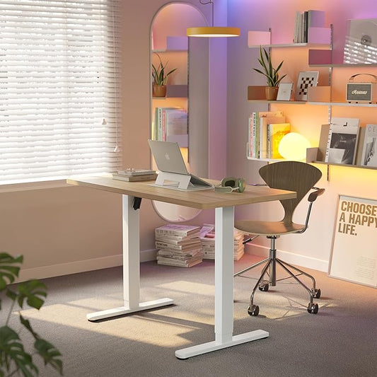 HUANUO Electric Standing Desk,48" x 24" Height Adjustable Desk, 4 Memory Height Settings, Sit to Stand Up Desk for Home Office, with Headphone Hook, Cable Manager, Natural