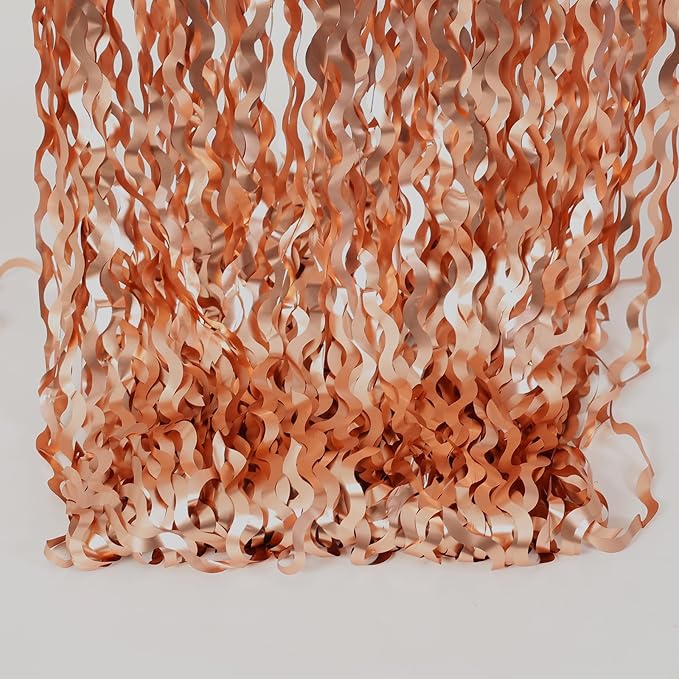 4 Pack Rose Gold Birthday Decorations - 3.3x6.6ft Wavy Tinsel Foil Party Streamer Party Supplies Background