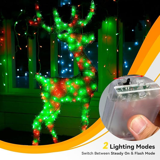 4 Pack 240LED Christmas Fairy Lights Battery Operated - 20FT Twinkle Lights with 2 Lighting Modes Indoor Outdoor, Waterproof Led Fairy Lights for Bedroom, Classroom, Dorm, DIY Decor, Red & Green
