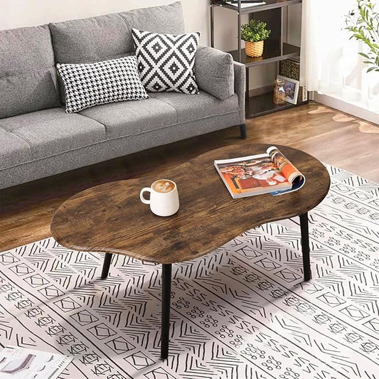 Small Coffee Table Cloud Shape Coffee Table Industrial Coffee Tables Wood Irregular Center Floor Tables Mid Century Style Decorative Furniture for Living Room Small Spaces Office