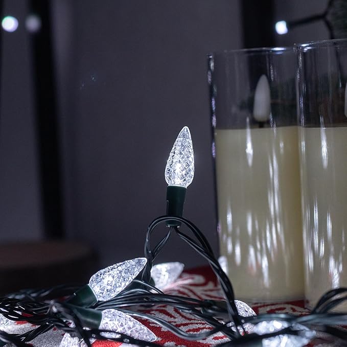 TW SHINE C6 Christmas String Lights, 200 LED 66 FT, 8 Modes, Waterproof, Connectable, White