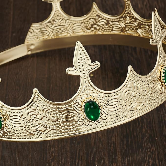 King Crowns Metal Hair Band for Men Gold Crowns and Tiara for Theme Birthday Party Costume Accessories