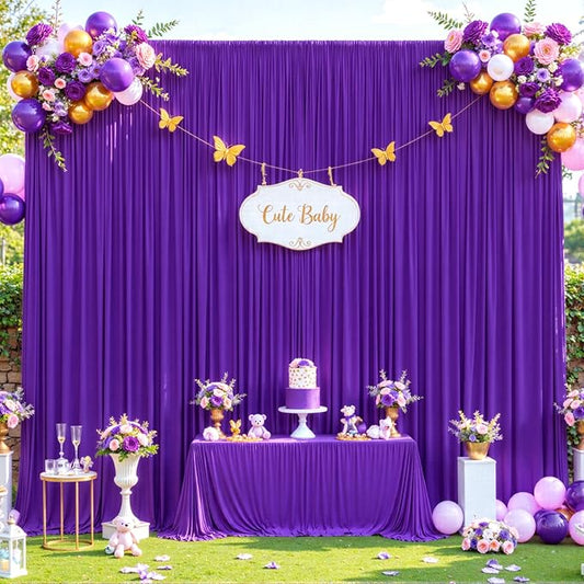 10x10 Purple Backdrop Curtain for Parties Wedding Wrinkle Free Purple Photo Curtains Backdrop Drapes Fabric Decoration for Birthday Party Photography 5ft x 10ft,2 Panels