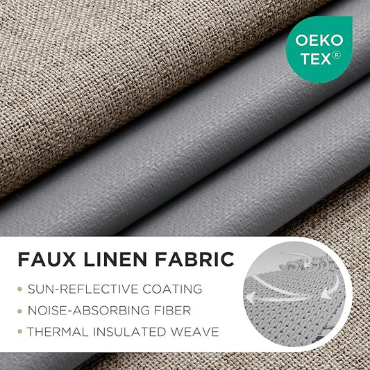Joydeco Linen Blackout Room Divider Curtains, Extra Wide Sliding Door Drapes Living Room Curtains, 1 Panel 100W x 108L Inch Patio Door Drapes for Room Privacy