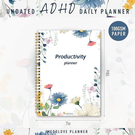ADHD Daily Planner - Productivity & Undated Task Management Organizer for Neurodivergent Adults, Focused Planner for Men & Women - B5 Colorful Flowers
