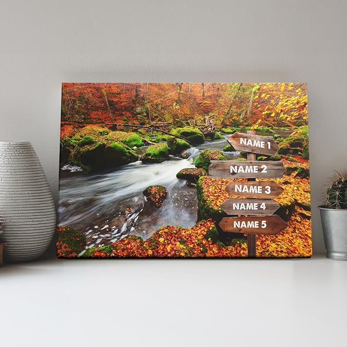 Dem Canvas Personalized Family Street Signs With Names | The Autumn Forest | Photo Canvas Gifts