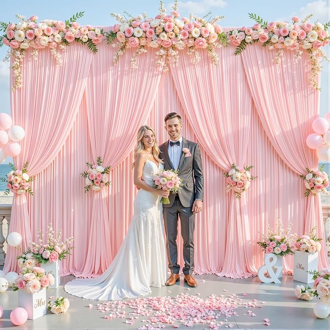 10x10 Blush Pink Backdrop Curtain for Parties Baby Shower Wrinkle Free Pink Photo Curtains Backdrop Drapes Fabric Decoration for Wedding Birthday Party 5ft x 10ft,2 Panels