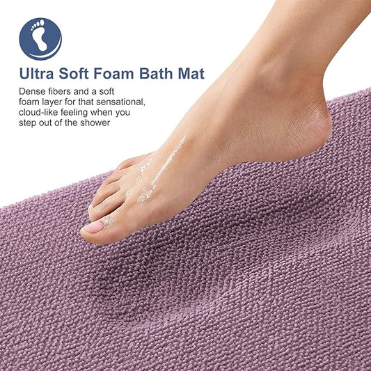 OLANLY Thick Memory Foam Bath Mats Rugs 47x17, Extra Soft Absorbent Bathroom Rug, Quick Dry Bath Mat, Non-Slip, Machine Washable Carpet for Bathroom, Tub and Shower, Home Decor Accessories, Deep Plum