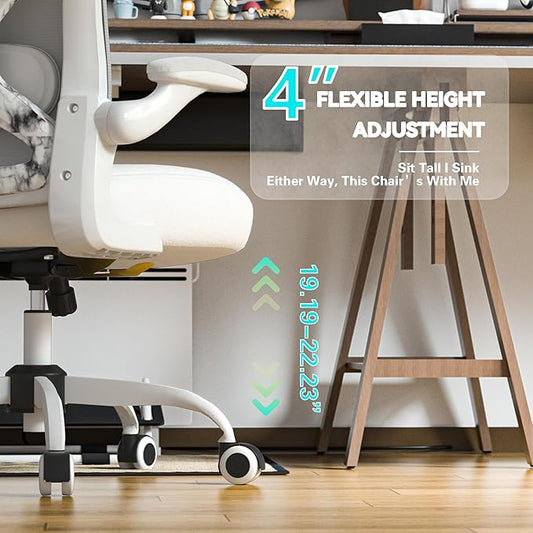 Office Desk Chair with Ergonomic Lumbar Support, Extra-Thick Seat Cushion, Flip-up Arms, Breathable Mesh Back, Computer Task Chair for Home Office