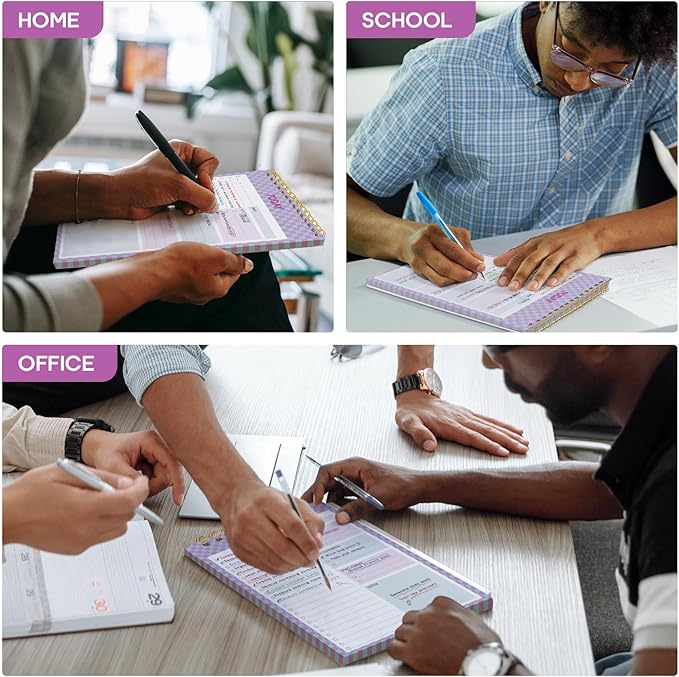 Taja 6 Pack of To Do List Notepad - To Do List Notebook for Work with 52 Sheets, 9.8" x 6.5", Undated Daily Planner Perfect for Daily Tasks and Goal Setting, Notepad Suitable for Office, Home & School - Lavender Checkered