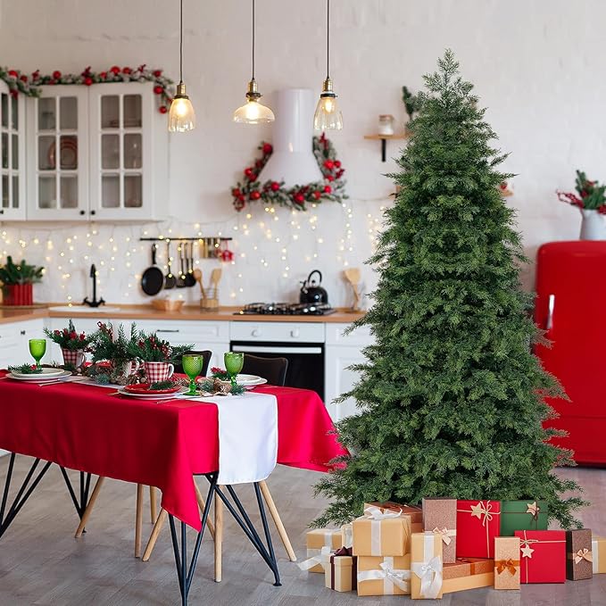 GOFLAME 6FT Artificial Christmas Tree, Hinged Xmas Spruce Tree with 721 Branch Tips, Foldable Metal Stand, Seasonal Holiday Decoration Tree for Home Office Party