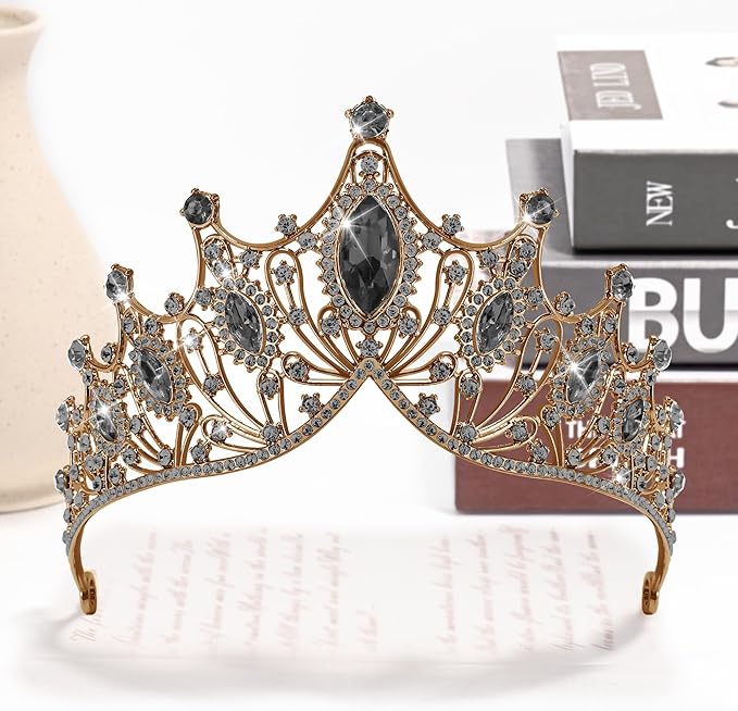 TAROSE Silver Tiaras for Women and Girls, Crystal Gold Crowns for Women, Hair Accessories for Bride/Halloween/Prom/Birthday