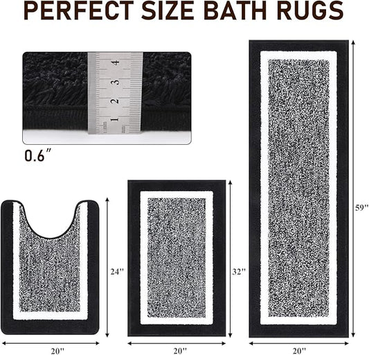 Pauwer Bathroom Sets 2 Piece, Non Slip Bath Mats, Absorbent Shower Rugs for Tub and Shower Floor