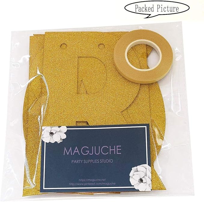 Gold 16 Year Loved Banner, Gold Glitter Happy 16th Birthday Party Decorations, Supplies