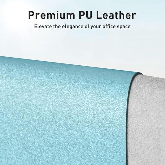 Aothia Faux Leather Desk Mat - Non-Slip PU Leather Desk Blotter, Waterproof Writing Surface, Large Desk Pad for Office & Home (Blue Topaz, 55" x 24")