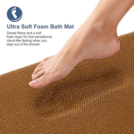 OLANLY Thick Memory Foam Bath Mat Rug 47x20, Extra Soft Absorbent Bathroom Rug, Quick Dry Bath Mats, Non-Slip, Machine Washable Carpet for Bathroom, Tub and Shower, Home Decor Accessories, Ochre