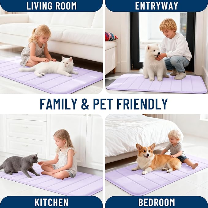 OLANLY Memory Foam Long Bathroom Rugs Runner 59x20, Super Soft Absorbent Bath Mat, Quick Dry, Machine Washable Shower Floor Rugs, Bathmat Carpet, Bathroom Home Decor Accessories, Lavender