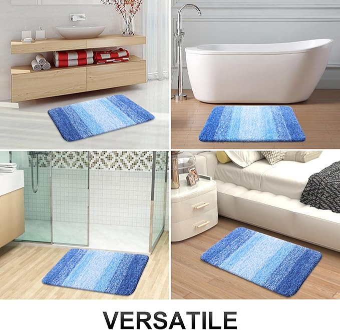 OLANLY Bathroom Runner Rugs 40x24, Extra Soft Absorbent Microfiber Bath Rugs, Rubber Backing, Quick Dry, Washable Bath Mats for Bathroom Floor, Tub and Shower, Home Decor Accessories, Light Royal Blue