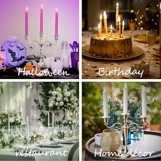 Metal Candle Holder,5 Arms Pure Black Candle Holders for Pillar Candles(10.6 inch Tall Candlestick Holders, for 1/2-1 inch Taper Candles Diameter Each),Candelabra Decoration