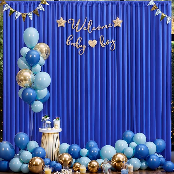 6 Panels Royal Blue Backdrop Curtain for Parties Wrinkle Free Blue Photo Curtains Backdrop Drapes Fabric Decoration for Wedding Birthday Party Baby Shower 30ft(W) x 10ft(H)