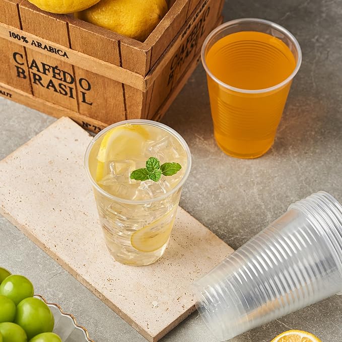 500 Count 9 oz Crystal Clear Disposable Plastic Cups Bulk PP Cups for Parties, Water, Wine, Cold Drinking (Formerly FULING)