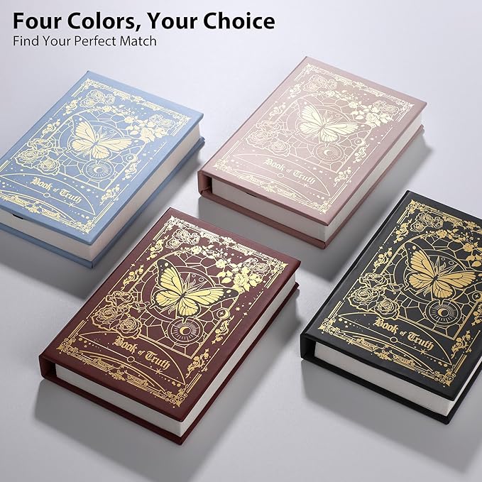 Magic Truth Book Light - Rechargeable LED Book Lamp for Home Decor, Ideal Christmas & Bookworm Gifts with Gold Foil Embossed Cover, Warm White Light for Entertainment & Relaxation (Red)