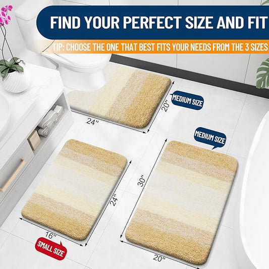 OLANLY Bathroom Rugs Mat 50x30, Extra Soft Absorbent Microfiber Bath Rug, Rubber Backing, Quick Dry, Machine Washable Bath Mats for Bathroom Floor, Tub and Shower, Home Decor Accessories, Light Yellow