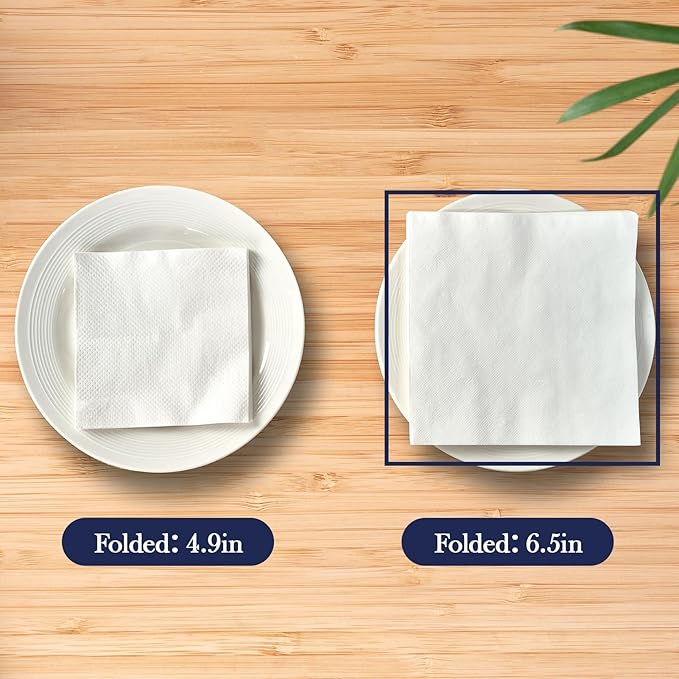 JollyPack 1000 Count White Paper Napkins - 1-Ply 6.5 x 6.5 Folded Bulk Disposable Beverage Cocktail Napkins, Dinner Paper for Restaurants, Bars and Parties - 13 x 13 Unfolded