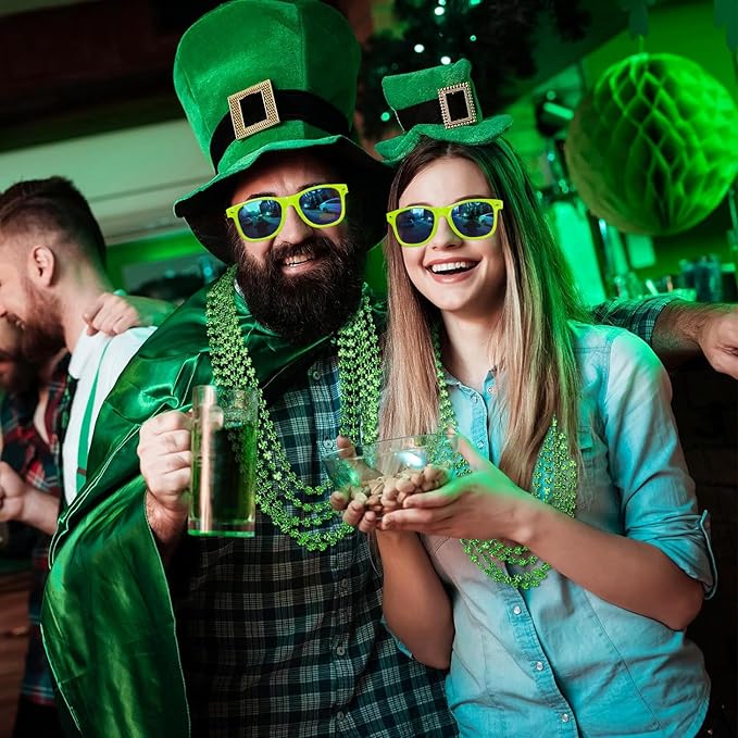 Fsmiling Green Sunglasses Bulk Adult Party Sunglasses 80s Glasses Shades for Men Women St. Patrick's Days-30Pack,UV Protection