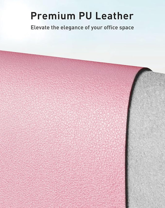 Aothia Faux Leather Desk Mat - Large Mouse Pad, Non-Slip PU Leather Blotter, Waterproof Writing Surface for Office and Home (Fairy Pink, 40" x 24")