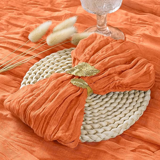 Socomi Orange Cheesecloth Napkins Fall Thanksgiving Cheese Cloths Gauze Set of 24 Boho Washable Dinner Table Napkins for Wedding Party Baby Shower Birthday Party Decor