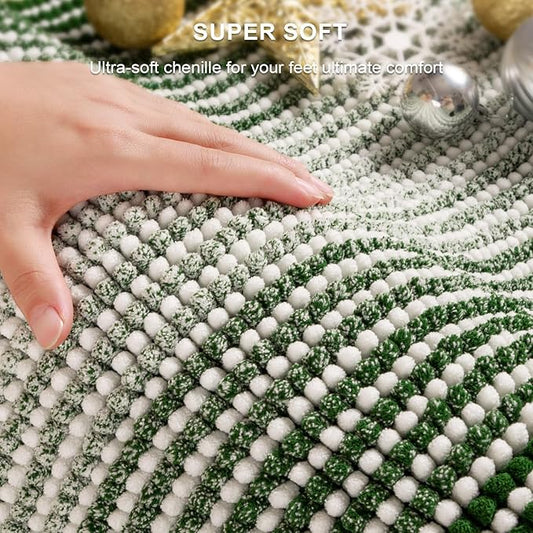 Bathroom Rugs and Mats Sets, 2 Piece Thick Absorbent Chenille Bath Mat Rug Set Non Slip, Soft Shaggy Bath Room Floor Mats for Bathroom, Machine Washable (Hunter Green, 20" x 32" Plus 16" x 24")