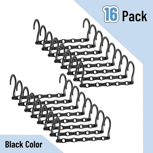 Mr. Pen- Space Saving Hangers for Clothes, 16 pcs, Black, Plastic Multi Clothes Hangers Space Saving, 5 Slots, 360° Rotating Hooks (Pack of 2)