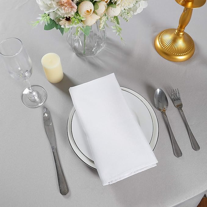 Cloth Napkins 20x20 inch Washable Polyester Dinner Napkins Soft Table Napkins for Wedding Party Dining Banquet(White,50PCS)